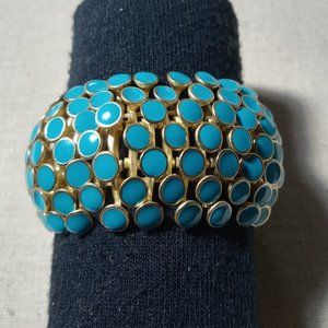 Stunning Turquoise Enamel Chunky Goldtone Bracelet